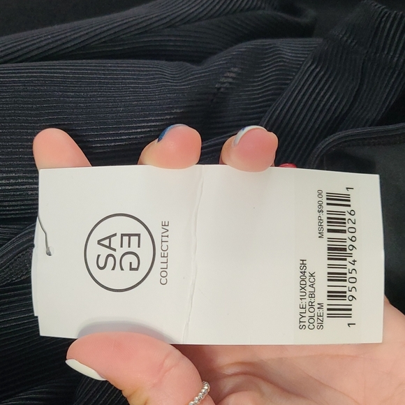 NWOT SAGE COLLECTIVE Ribbed Fitted Cami Jumpsuit sz M Black - Picture 5 of 12